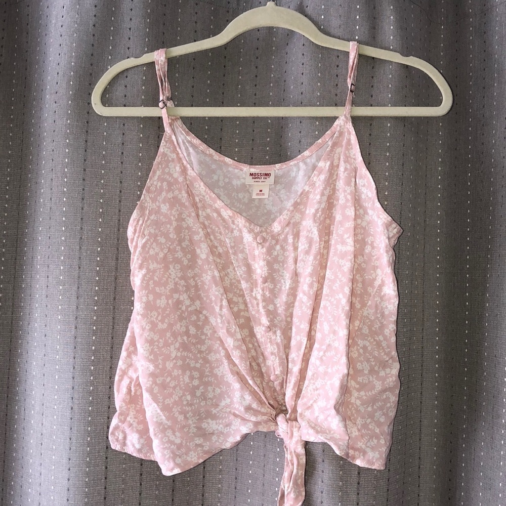 Floral tank top with tie knot